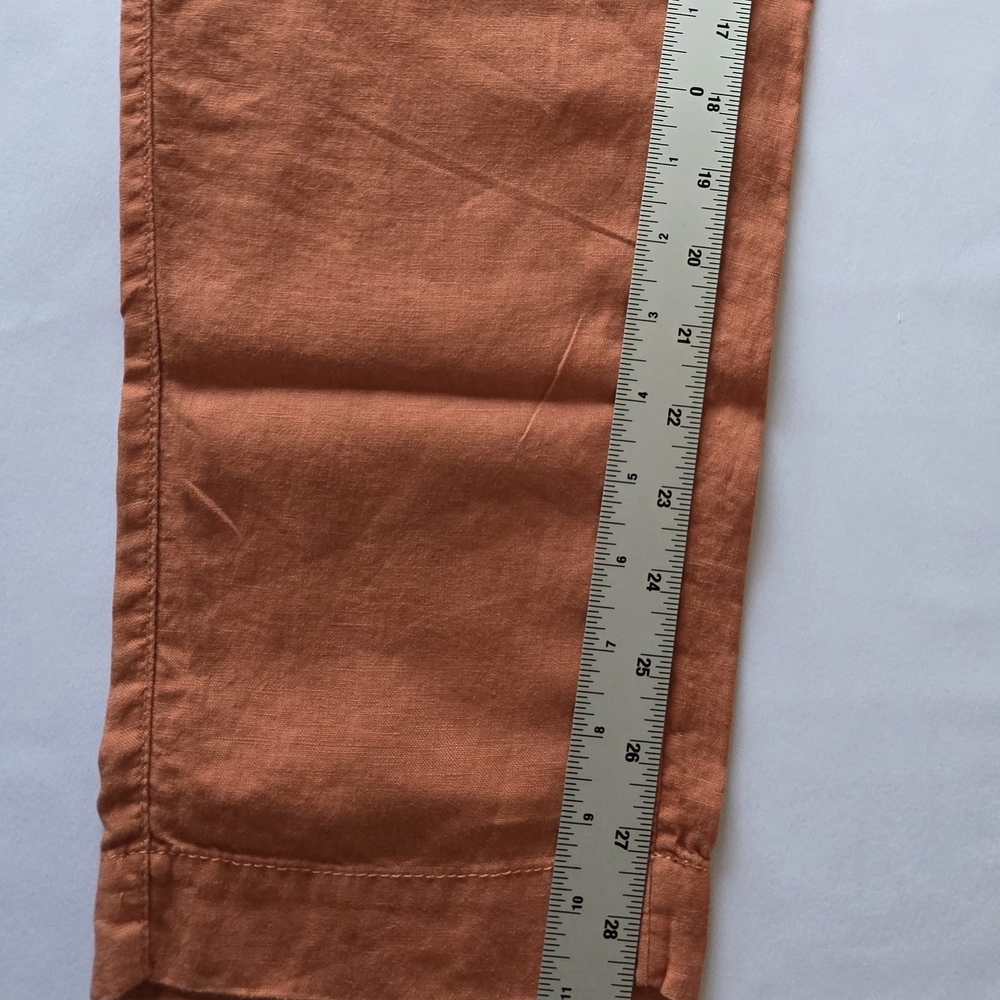 Athleta 100% Linen Pants Women Size 6 Orange Elastic Waist Lightweight Summer - Picture 10 of 10